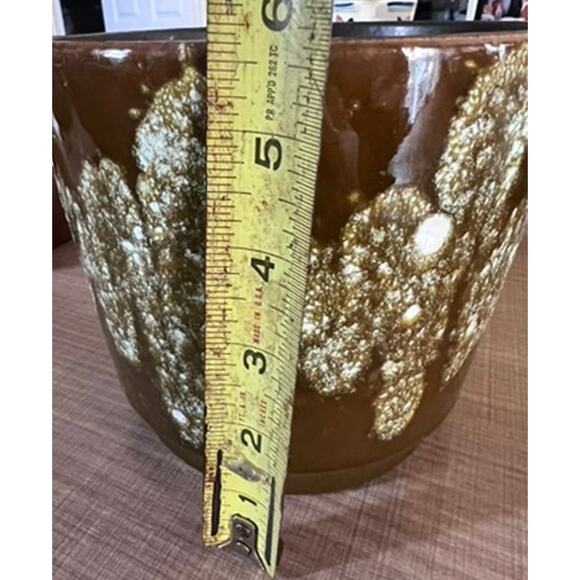 Vtg MCM W German Pottery Lava Glaze 5.5" Pot Planter Urn Vase Olive Green Retro - Picture 8 of 10